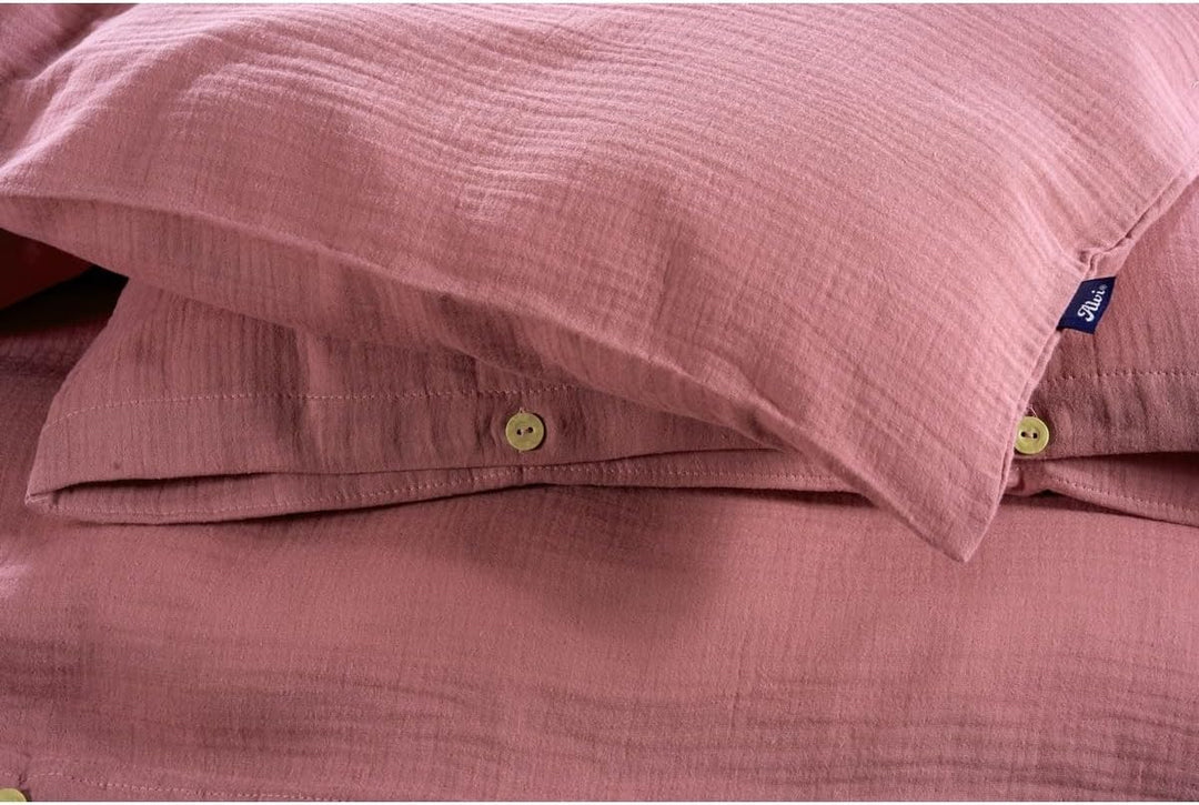 Alvi Bettwäsche Mull für Kinderbett mit Knopf Fox Glove Berry 100x135 cm | 401291012