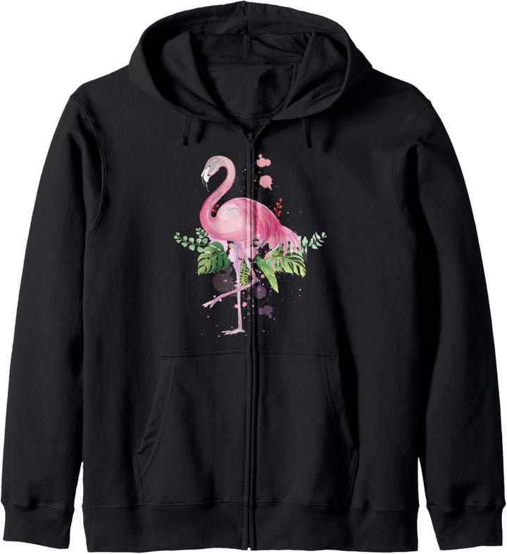 Vintage rosa Vogel rosa Flamingo Blumen Geschenk Kapuzenjacke