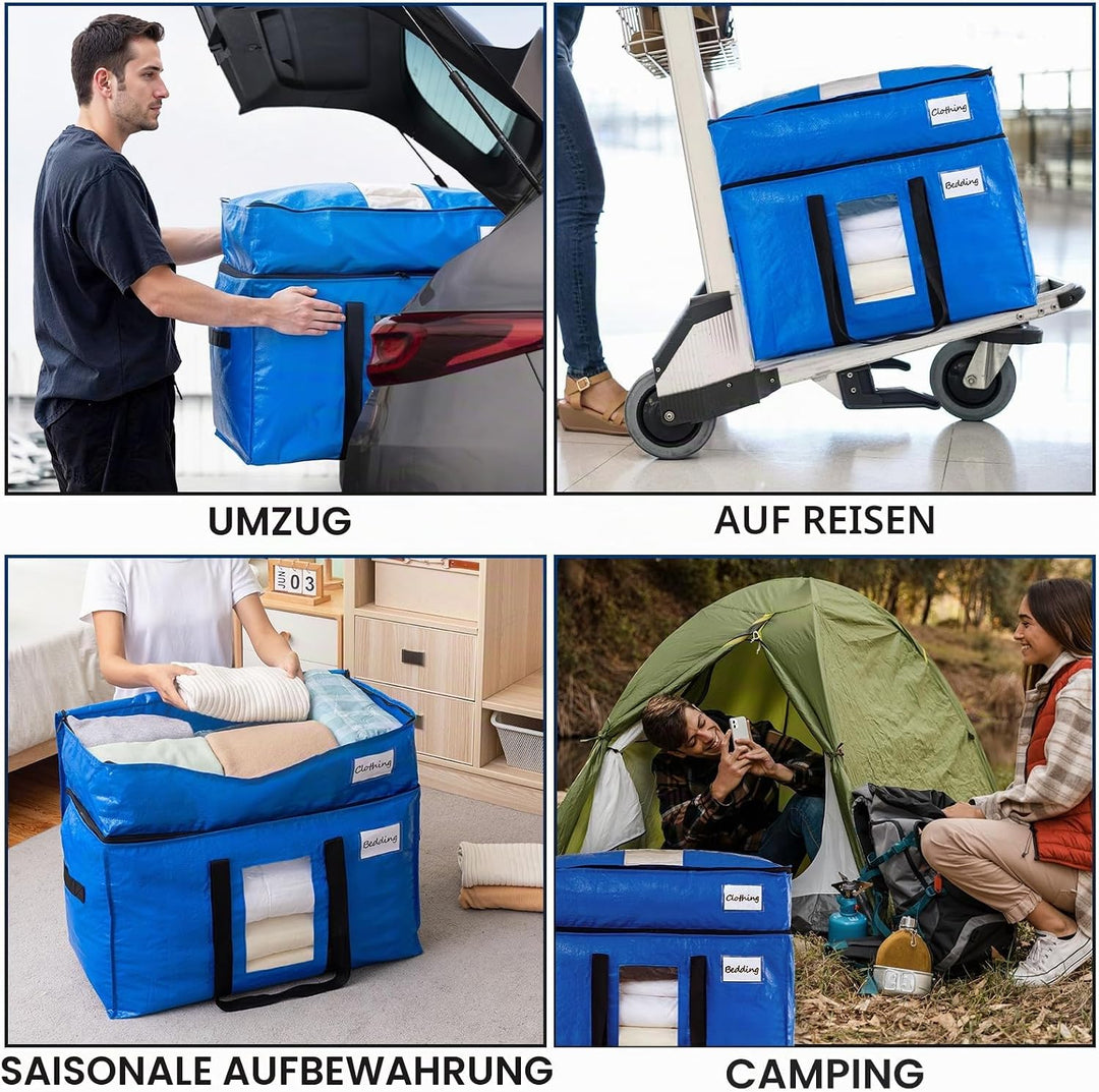 TAILI Doppellagige Umzugstaschen, strapazierfähig, extragross, mit starken Griffen und Reissverschlü