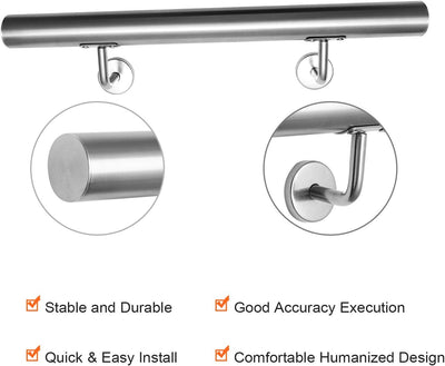 Lospitch Geländer Handlauf Edelstahl Treppengeländer Wandhandlauf Wand Treppe für Innen & Aussen ink