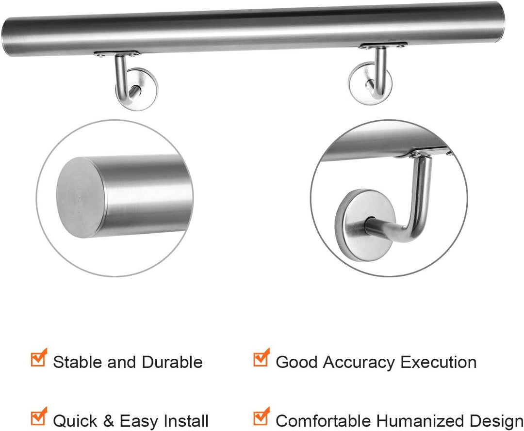 Jopassy Edelstahl Handlauf Treppengeländer,Rutschfester Handlauf 180 cm, Geländer Wandhandlauf für A