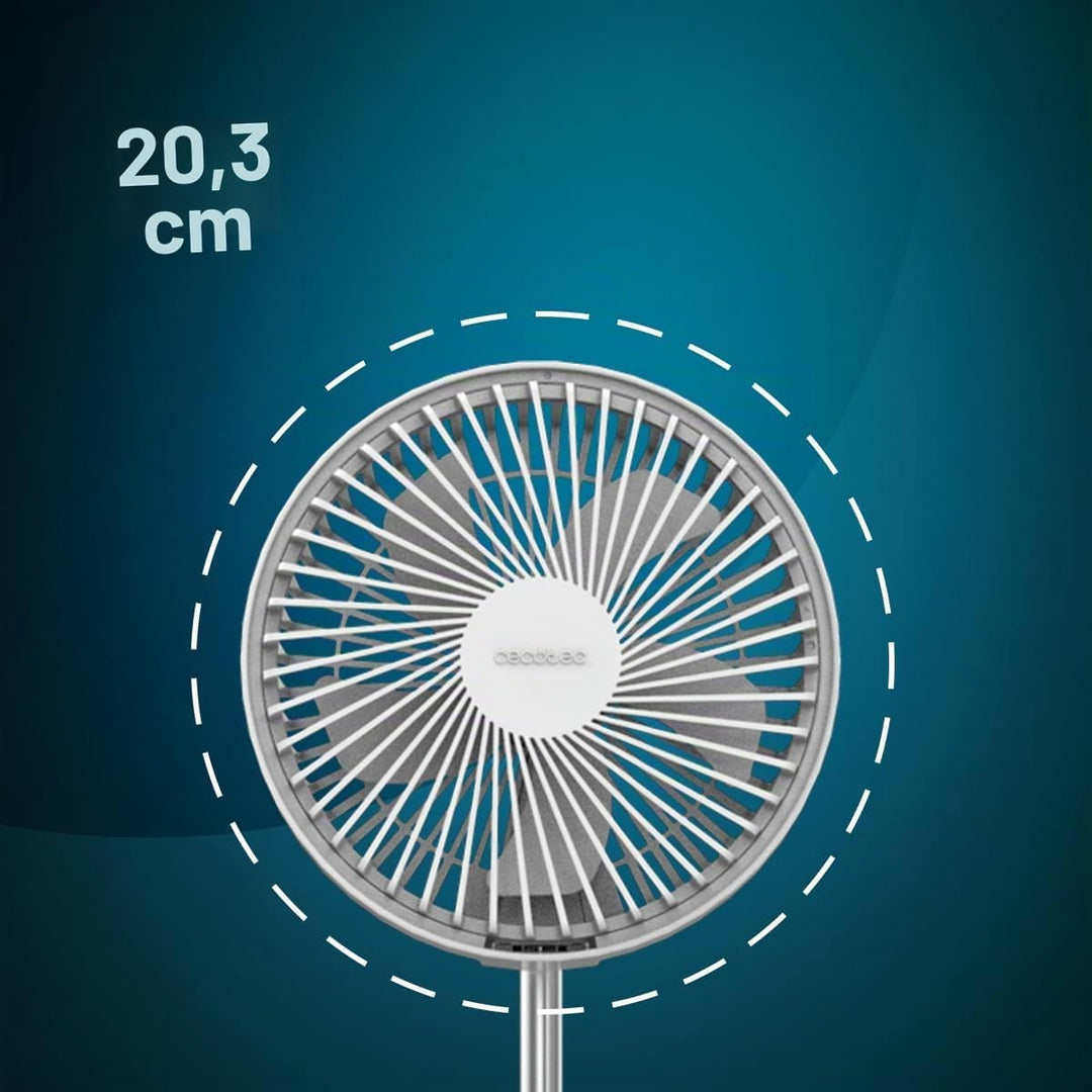 Cecotec Standventilator EnergySilence 800 FoldAir Portable Control. 7200 mAh Akku, 8 Zoll, Faltbar u