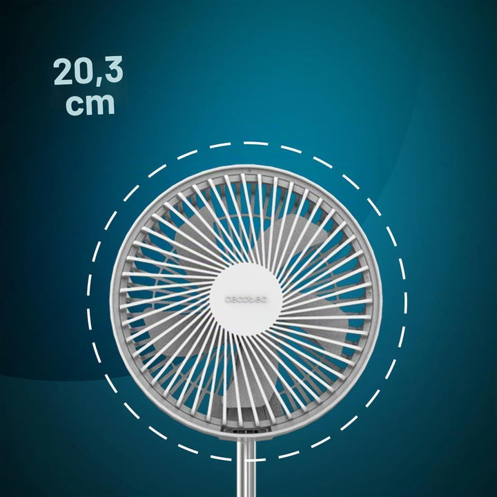 Cecotec Standventilator EnergySilence 800 FoldAir Portable Control. 7200 mAh Akku, 8 Zoll, Faltbar u