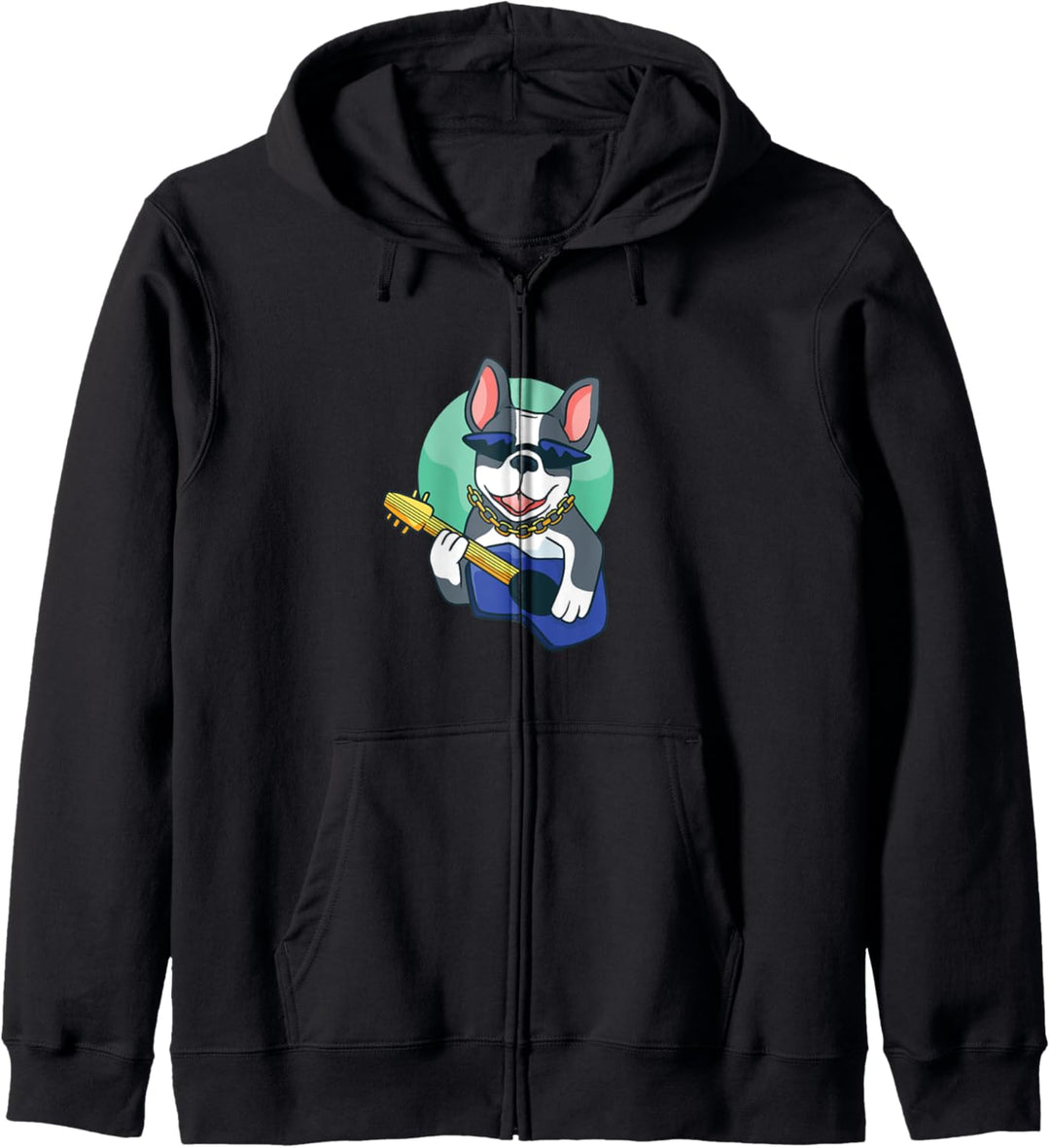 Lustiges Hunde Design mit Bulldogge und Gitarre Kapuzenjacke