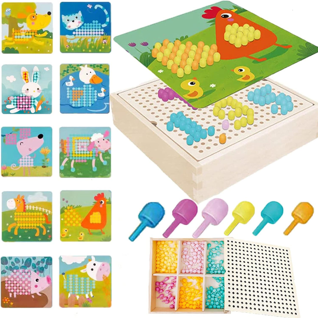 QXNDXQ Mosaik Steckspiel für Kinder ab 2 3 4 5 Jahre,Steckmosaik mit 240 Steckperlen und 10 Bunten S