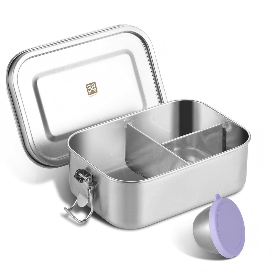 GOLDEN KEY Edelstahl Brotdose kinder,Lunchbox Edelstahl 800ml mit Fächern &amp; Dichtung,bento box edels