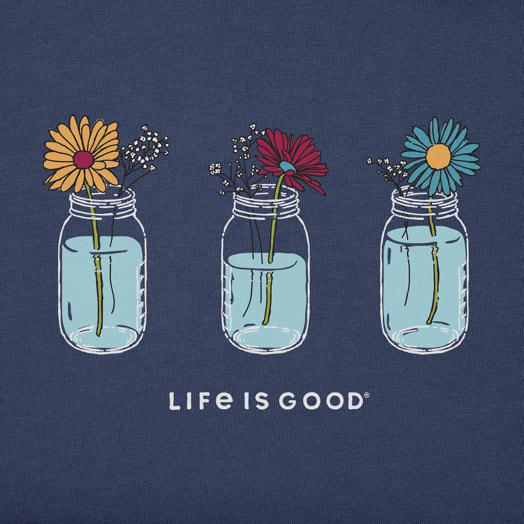 Life Is Good Damen Crusher Vee T-Shirt Floral Jars Crusher T-Shirt, kurzärmelig, Baumwolle, grafisch