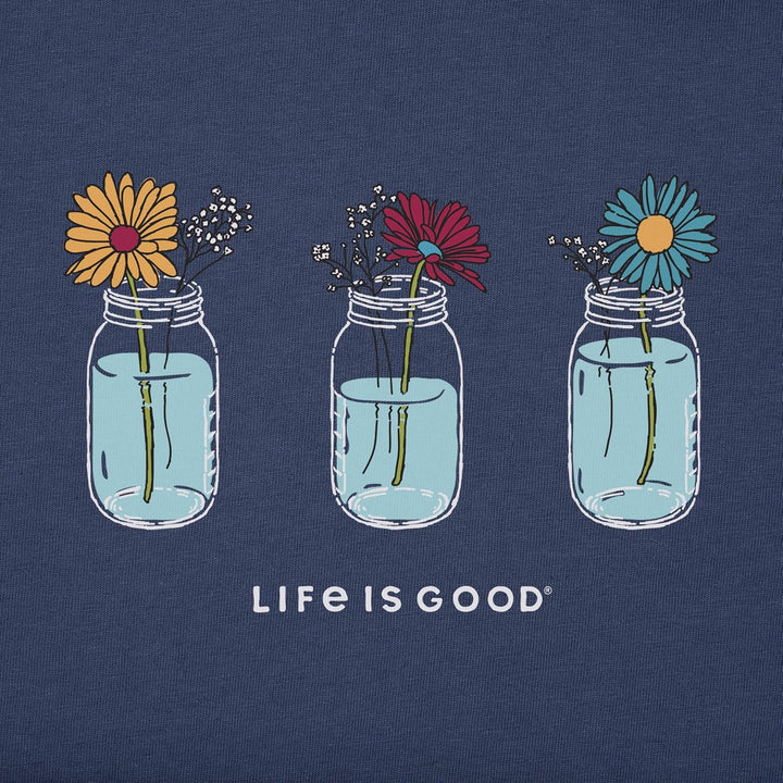 Life Is Good Damen Crusher Vee T-Shirt Floral Jars Crusher T-Shirt, kurzärmelig, Baumwolle, grafisch