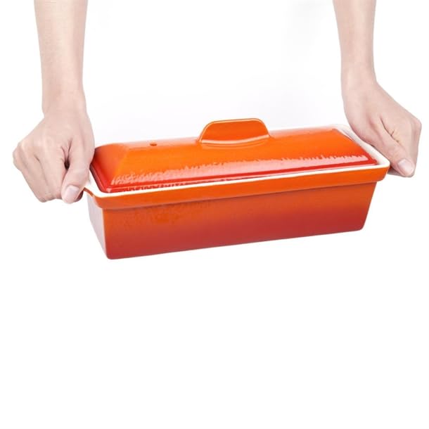 Vogue Paté-Terrinenform aus Gusseisen, 1,7 Liter, Orange und Creme, Grösse: 120 x 340 x 105 mm, Inne