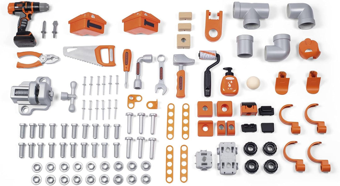 Smoby Toys - Black+Decker Mega Werkbank Center (100 Teile) - Spielzeug-Werkstatt für Kinder ab 3 Jah