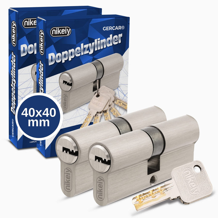 GERCAR Pro Profilzylinder 40/40 Massiver Schliesszylinder gleichschliessend 2er Set Doppelzylinder Z