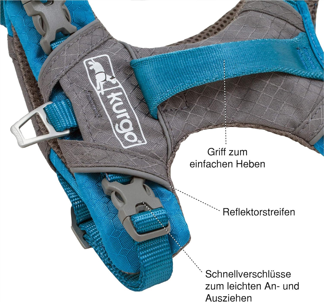 Kurgo Journey Air Hundegeschirr, Mit gepolstertem Brustteil und Rückgriff, Für Hunde von 23-34 kg, G