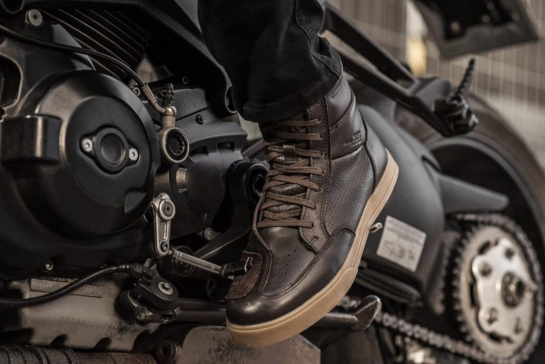 SHIMA Blake Motorradsteifel Herren - Verstärkte Leder Motorradschuhe mit Seitlichem Reissverschluss,