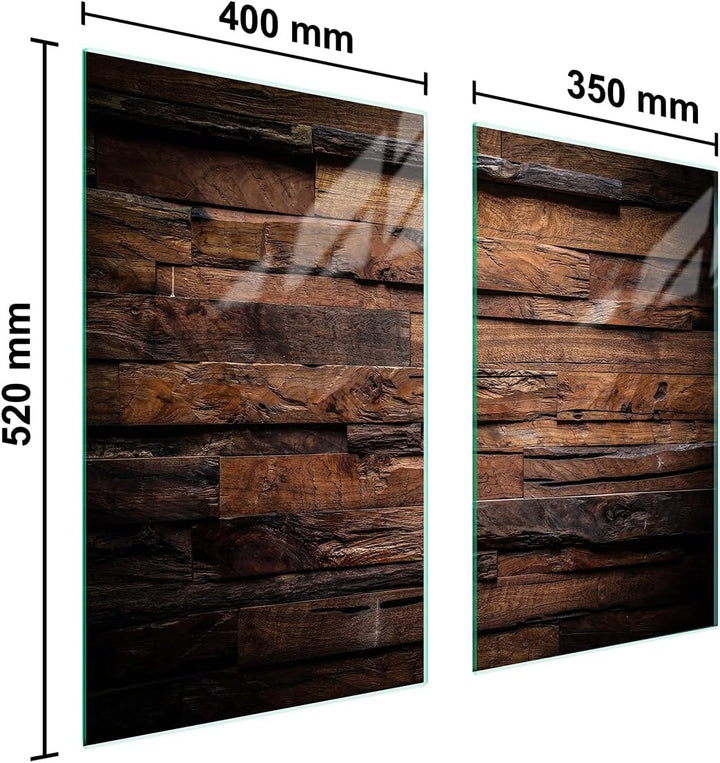 TMK ArtDeko Herdabdeckplatte 2 Teilig 40x52 + 35x52 cm - Spritzschutz Herdabdeckung – Herdschutz aus