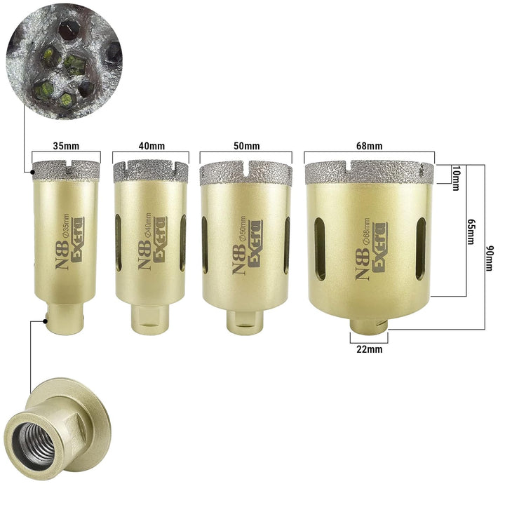 NBB Diamant lochsäge mit M14 Diamantbohrer Diamantkrone zum Trocken- oder Nass bohren auf hartem Por
