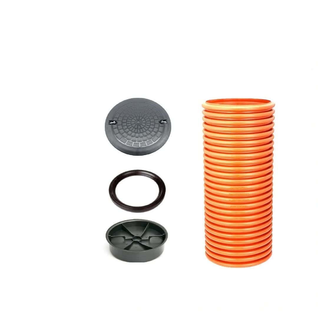 Steigrohr Wellrohr DN400/1m lang SN4 Deckel Sickerschacht Zisterne Schacht Brunnen Drainagerohr