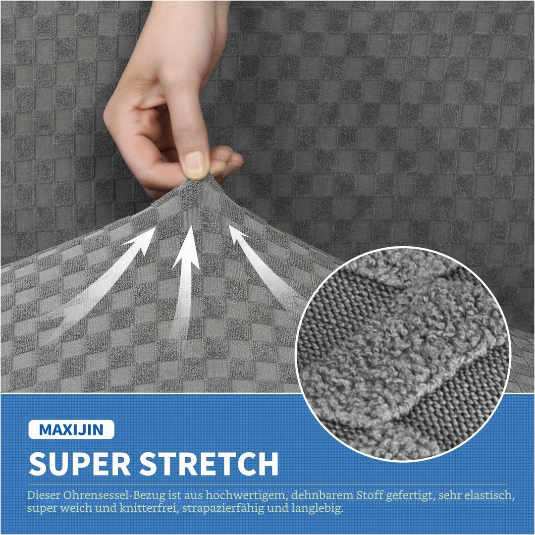 MAXIJIN Elastischer Sesselbezug mit Ohren 1 Stück Jacquard Sofaschutz Kopfstütze Sofabezug Sessel mi
