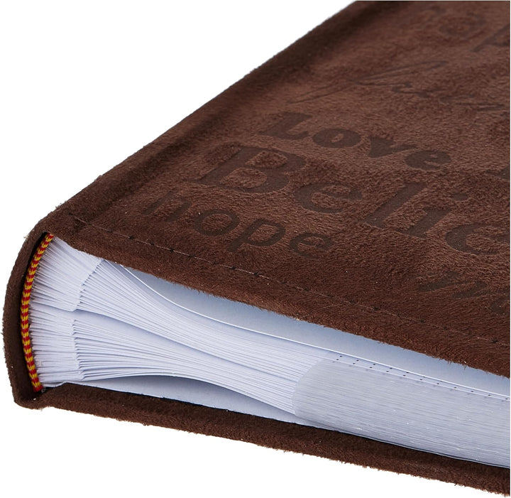 Pioneer Familie Text Design genäht Velourslederimitat Cover Foto Album, braun