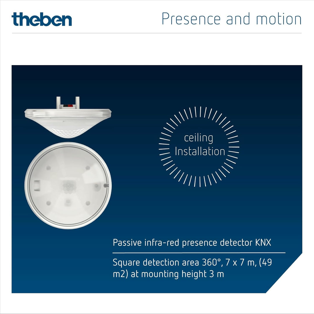 Theben 2079500 thePrema S360 KNX UP WH – KNX - Präsenzmelder Passiv-Infrarot – PIR – 360°, THEPREMA