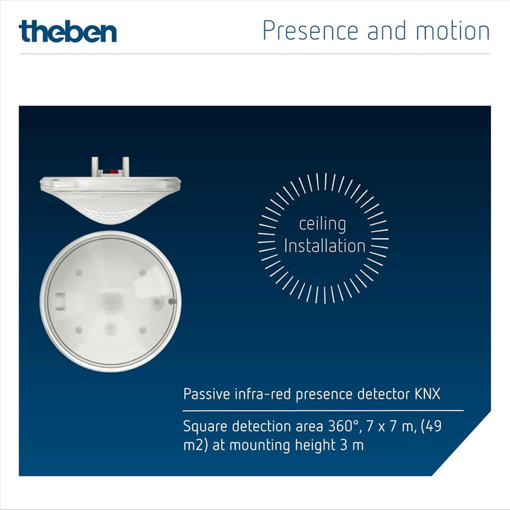 Theben 2079500 thePrema S360 KNX UP WH – KNX - Präsenzmelder Passiv-Infrarot – PIR – 360°, THEPREMA