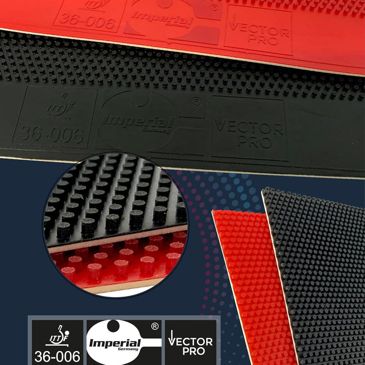 Imperial Vector Pro | China Tischtennis Belag | Lange Noppe | Defensiv | ITTF Rot 1,0 mm, Rot 1,0 mm