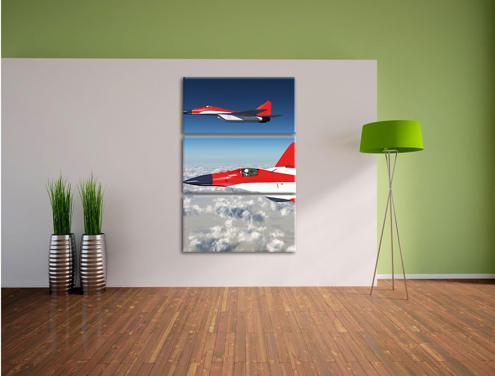 Pixxprint Kampfjets 3Teiler 120x80 cm Leinwandbild Wandbild Kunstdruck