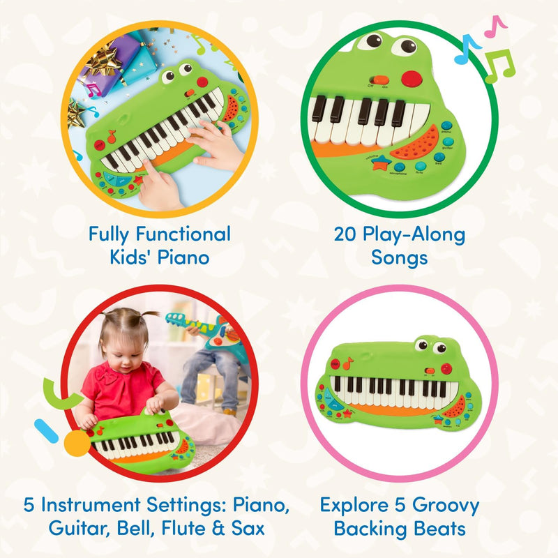 Battat BT4680Z Krokodil Keyboard Piano mit 5 Instrument Geräuschen und Musik – Kinder Klavier Spielz