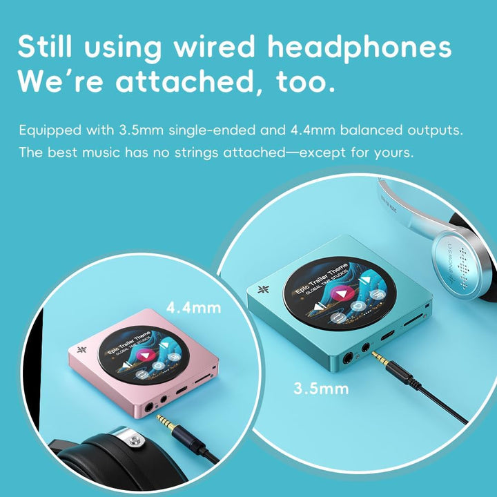 FIIO DISC Tragbarer HiFi-Musik-Player, Dual-DAC-Digital-Audio-Player mit 3,5-mm- und 4,4-mm-Ausgänge