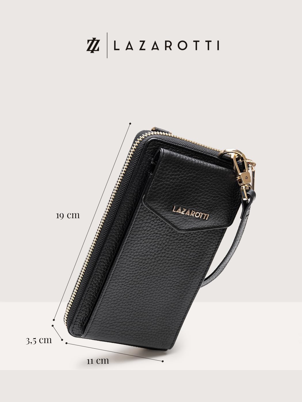 Lazarotti Bologna XL Leder Damen-Geldbörse & Handytasche (2-in-1) | 16 Kartenfächer | zum Umhängen m