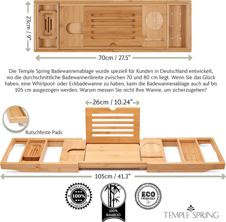 Temple Spring Badewannenablage, Badewannenablage Holz für badewannen zubehör, Badewannenbrett, Badew