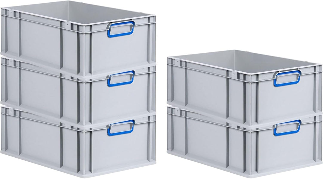 SuperSparSet 4x Eurobox NextGen Color | HxBxT 22x40x60cm | 44 Liter | Griffe blau geschlossen | Vers