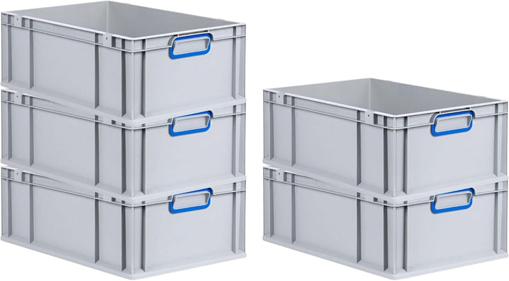 SuperSparSet 4x Eurobox NextGen Color | HxBxT 22x40x60cm | 44 Liter | Griffe blau geschlossen | Vers