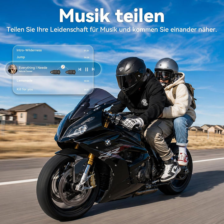 X10 Motorrad Headset Bluetooth, 3000m Mesh Helm Intercom 1-10 Fahrer | Mesh 3.0, Dual Qualcomm Bluet