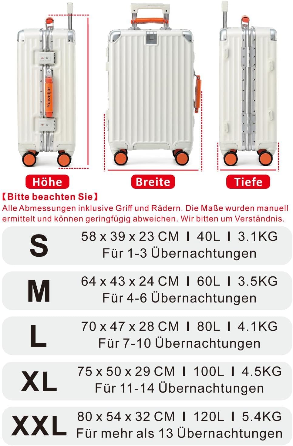 Aoliwei Aluminium-Rahmen Koffer Extra Grosser XL (80cm) – Premium Hartschalen-Trolley für Reisen ab