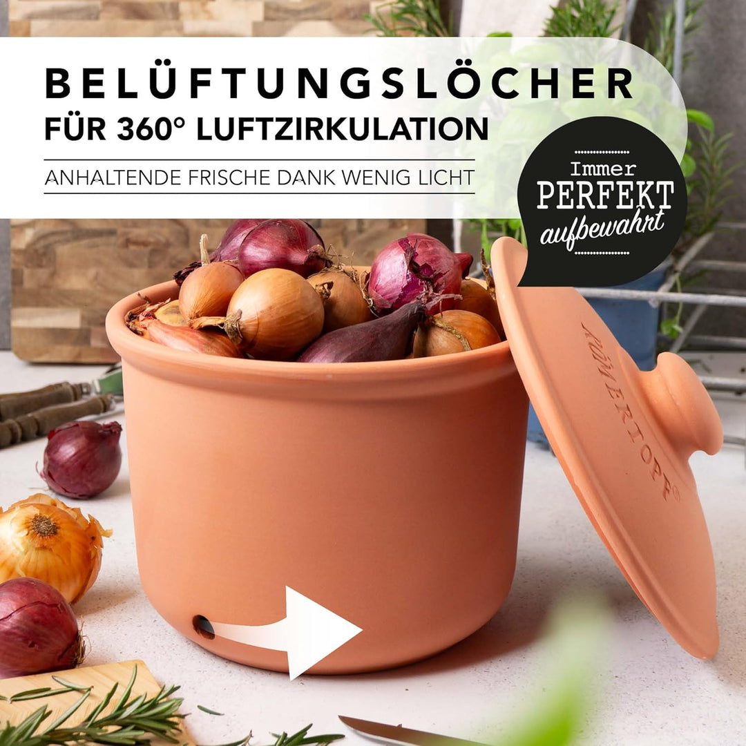 Römertopf Zwiebeltopf aus Naturton Frische-Topf Maxi Keramik Vorratstopf 2,8 Liter 1,9 Kg, 1,9 Kg