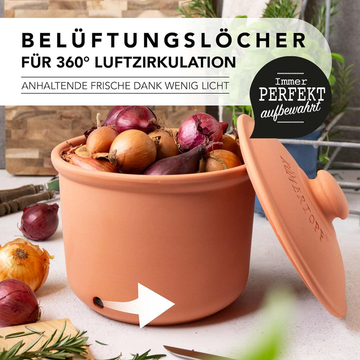 Römertopf Zwiebeltopf aus Naturton Frische-Topf Maxi Keramik Vorratstopf 2,8 Liter 1,9 Kg, 1,9 Kg