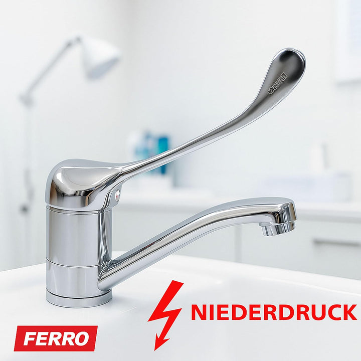Niederdruck Hygienearmatur Waschtischarmatur Waschbecken Wasserhahn mit langem Hebel, Einhebelmische