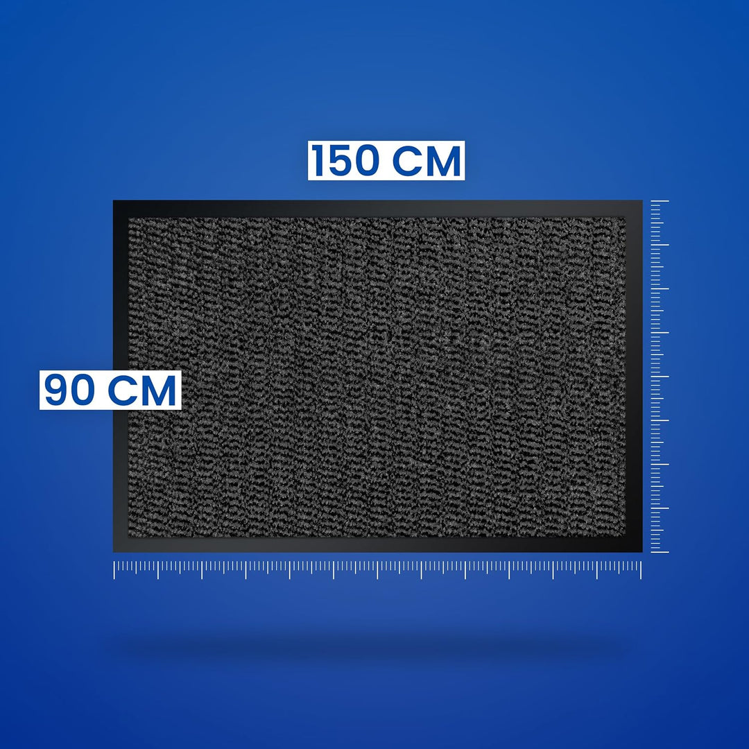 Hochwertige Fussmatte Grau-Schwarz 90x150 gross für Innen &amp; Aussen - Schmutzfangmatte rutschfest, wa