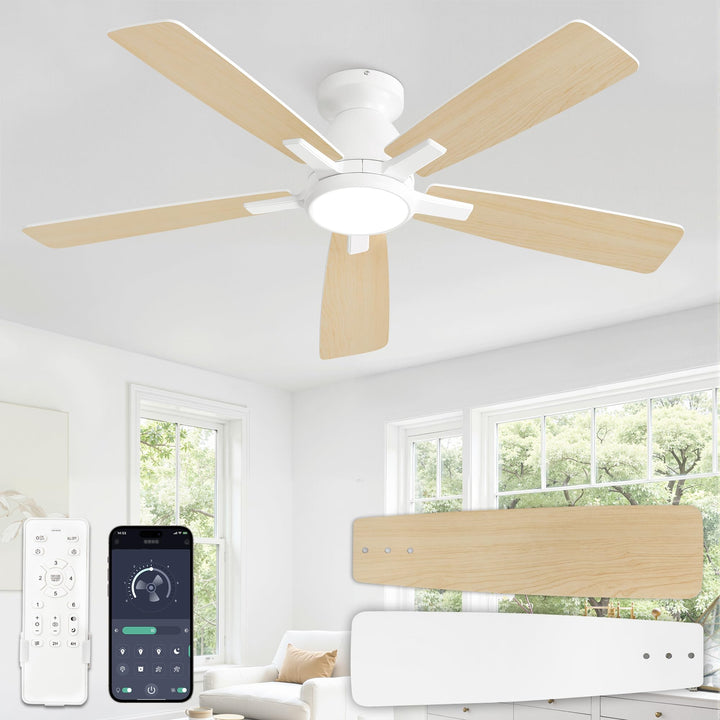 ZMISHIBO Deckenventilator mit Beleuchtung Ø117 cm,Leiser & Reversibler DC-Motor,Einstellbares LED 30