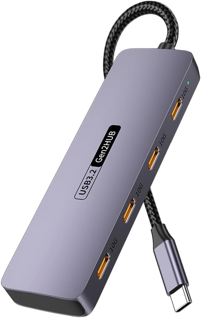 USB C Hub 10 Gbps, 4 IN 1 Adapter mit 4 USB C 3.2 Ports, Hochgeschwindigkeits Multiport Adapter für