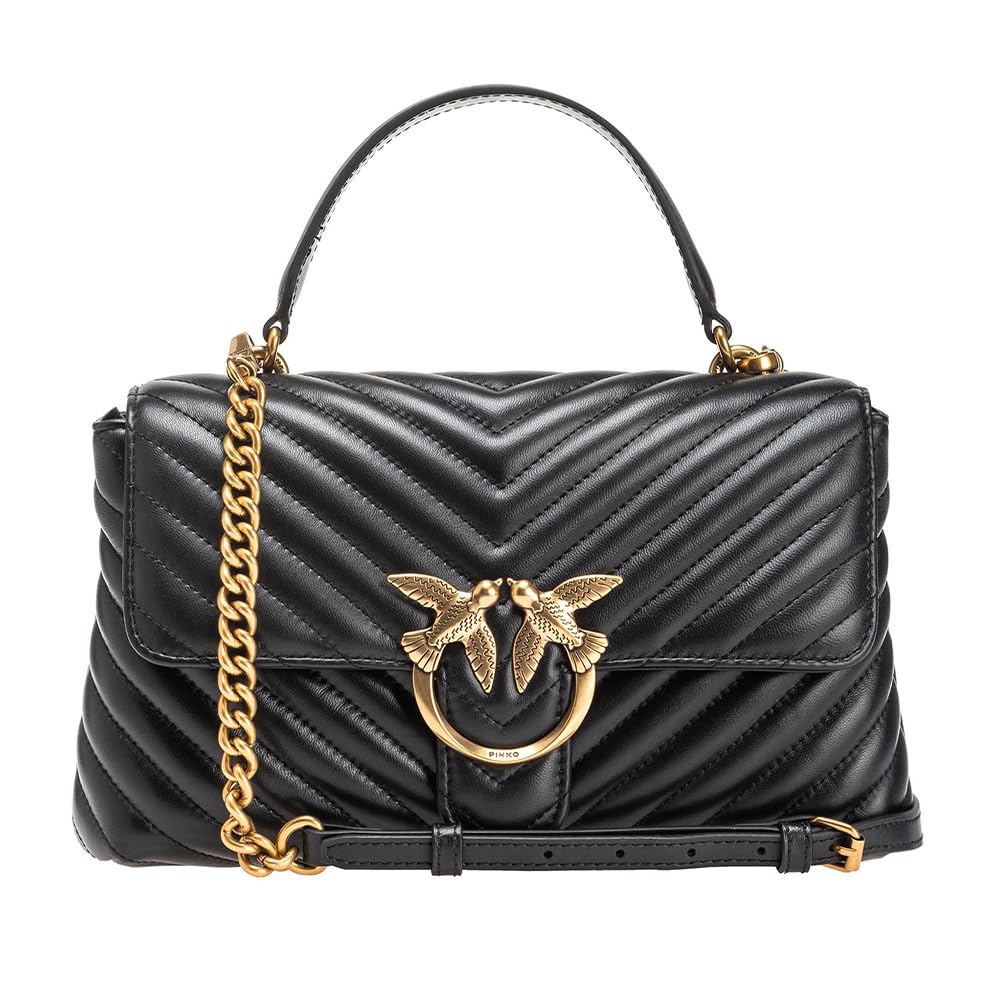 Pinko Damen Love Lady Puff Classic CL Shee Z99q_nero-antique Gold, Z99q_nero-antique Gold