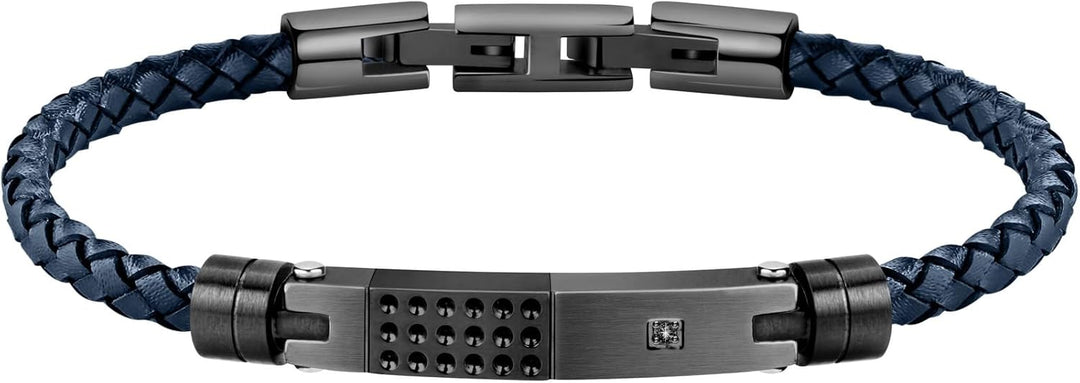 Morellato Herrenarmband, Kollektion Moody, aus Leder, Schwarz-IP, Edelstahl - SQH21