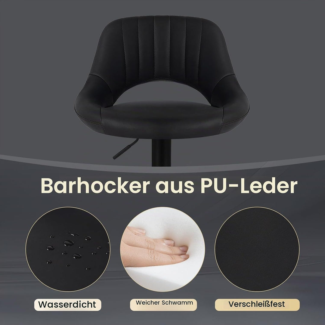 EUGAD 0666BY-2 2X Barhocker Designer Hocker Tresenhocker Bistrohocker 360° drehbar stufenlos höhenve