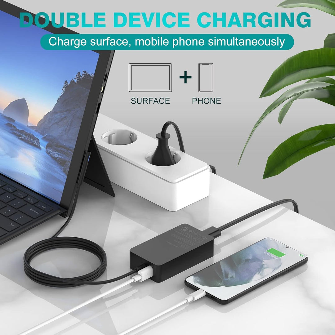 Surface Ladekabel 65W 15V 4A Microsoft Ladegerät Netzteil für Surface Pro 11/10/9/8/7/Pro 7+/Pro 6/P