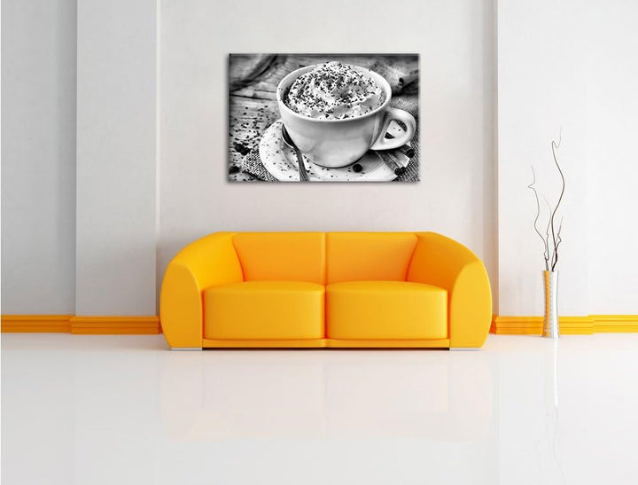 Pixxprint Kaffee mit viel Creme als Leinwandbild/Grösse: 100x70 / Wandbild/Kunstdruck/fertig bespann