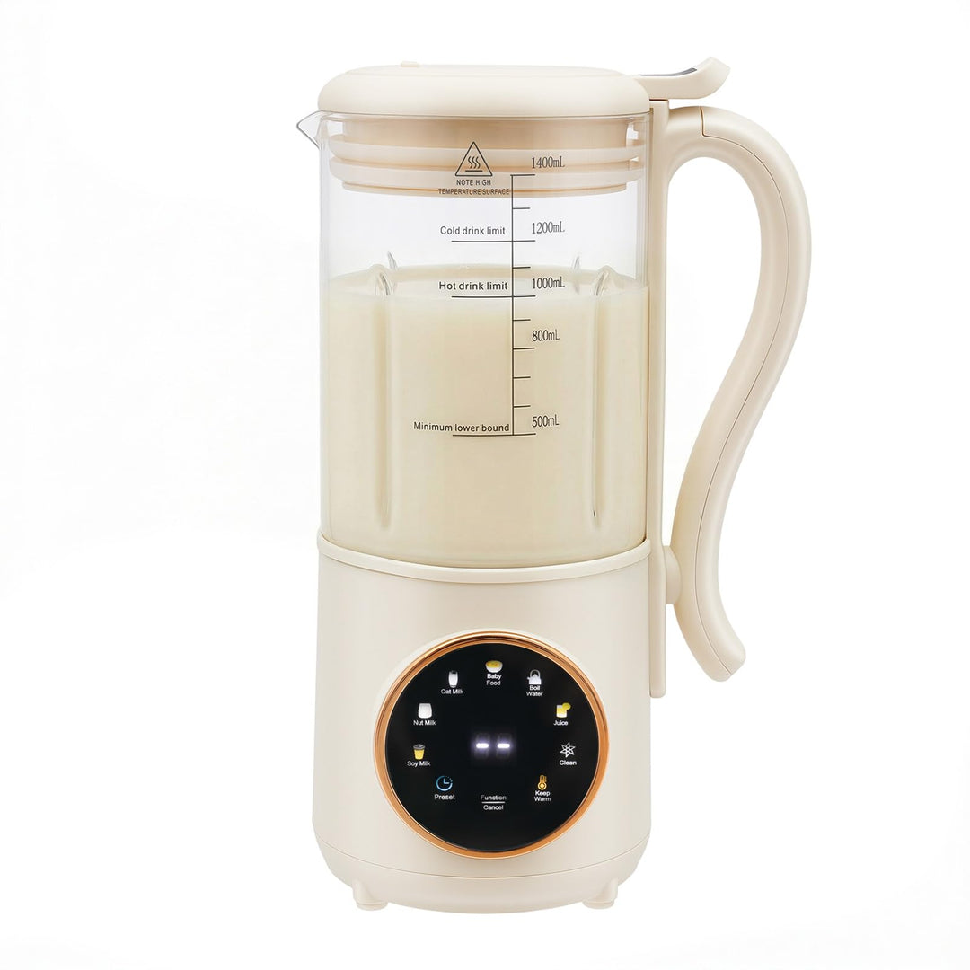1.4L Nussmilchmaschine, 600W Entsafter, Sojamilch Maschine mit LED Anzeige und 16 Klingen, für Babyn
