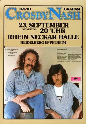 Crosby & Nash - Whistling Wire, Heidelberg 1976 » Konzertplakat/Premium Poster | Live Konzert Verans