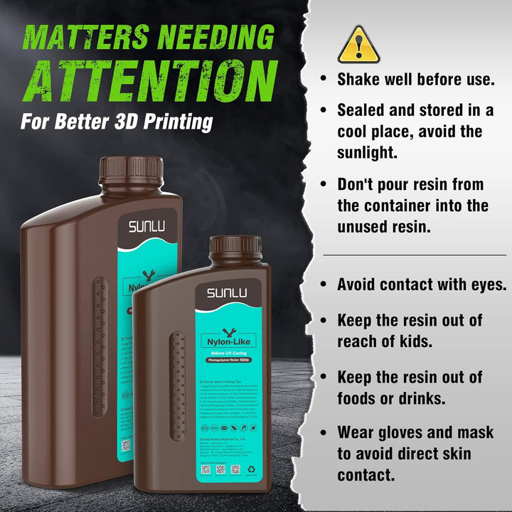 SUNLU 3D Drucker Harz, Starkes Haltbares Nylon Wie 3D-Harz für LCD DLP SLA Harz 3D Drucker, 395-405n