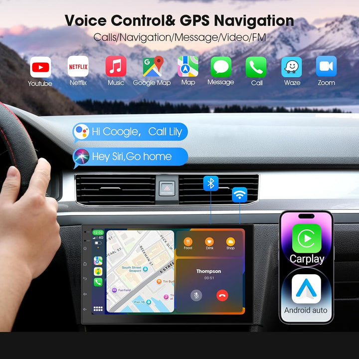 7 Zoll 2 Din Radio Android mit Wireless CarPlay & Wireless Android Auto,Auto Radio Touch Display mit