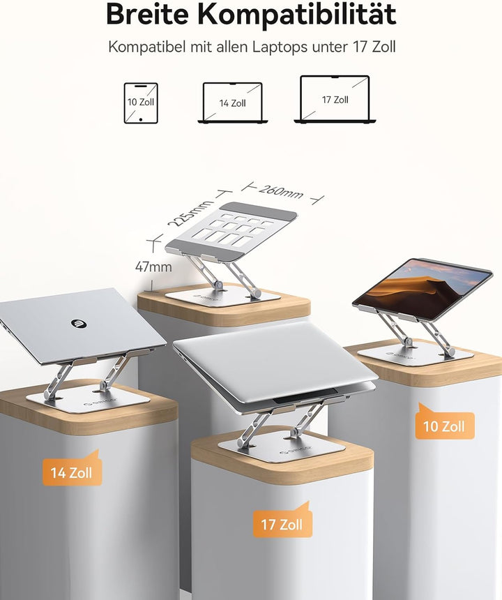 ORICO Laptop Ständer Höhenverstellbarer, Faltbarer Aluminium Notebook Ständer, Belüfteter Ergonomisc